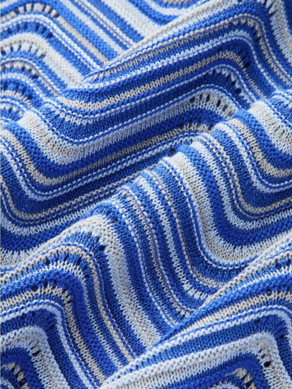 Blue Chevron Zigzag Knit Top Maxi Skirt Set - Picture 5 of 5